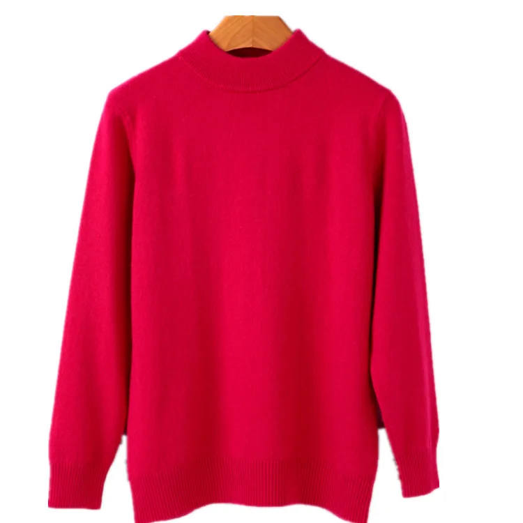 Spring Autumn And Winter Knitted Sweaters New Semi-high-collar Wool Bottom Shirt For Women | Женская одежда