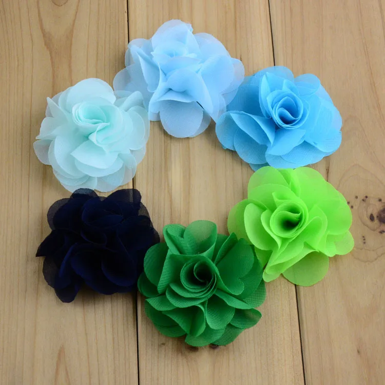

50pcs/lot 25 Colors Newborn Soft Chic Chiffon Flower For Baby Girl Hair Accessories Artifcial Fabric Flowers For Headbands