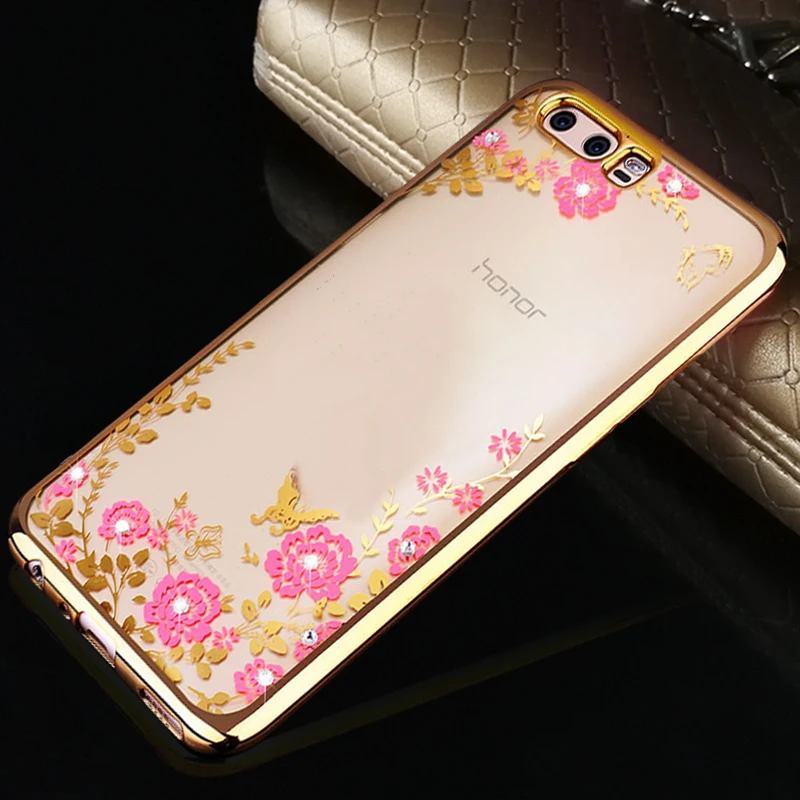 Блестящий Прозрачный чехол с бриллиантами для Huawei Honor 10 мягкий бампер из ТПУ на