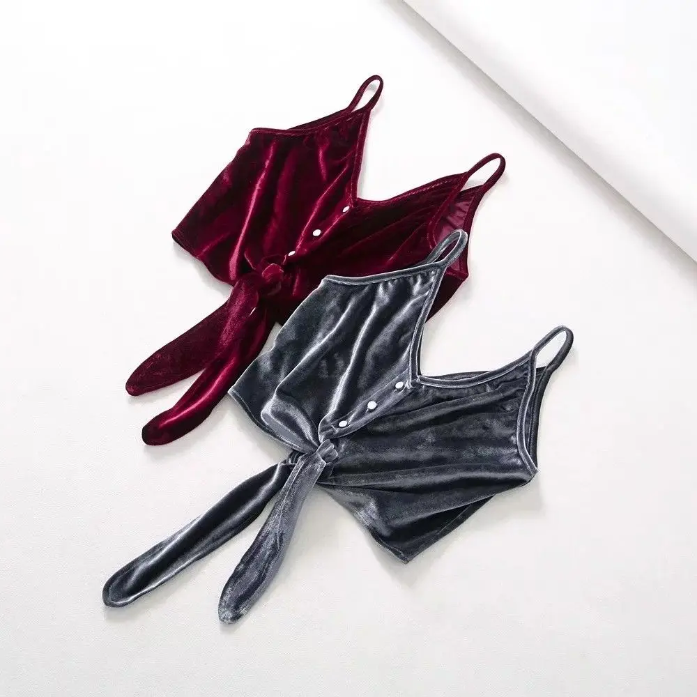 Новинка 2018 Брендовая женская бархатная майка кружевной жилет без рукавов блузка