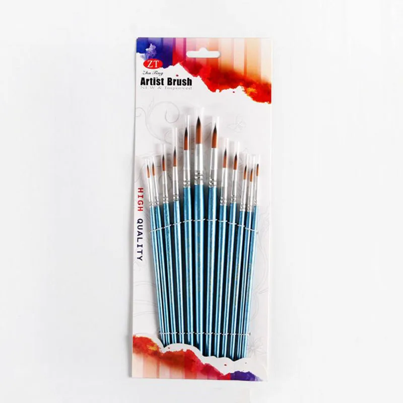 Кисти для рисования маслом 12 шт./лот кисти акварелью и гуашью нейлоновые волос