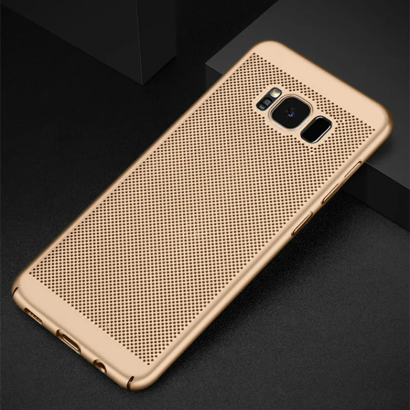 Gold Роскошные рассеивания тепла чехол для Samsung Галактики S8 S9 плюс S6 S7 край S5 A3 A5 A7 J3 J5 J7 A8 чехол в виде ракушки - Цвет: Gold