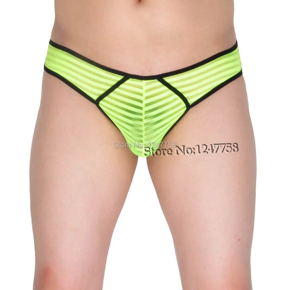 Сексуальные мужские прозрачные сетчатые полосатые бикини боксеры нижнее белье