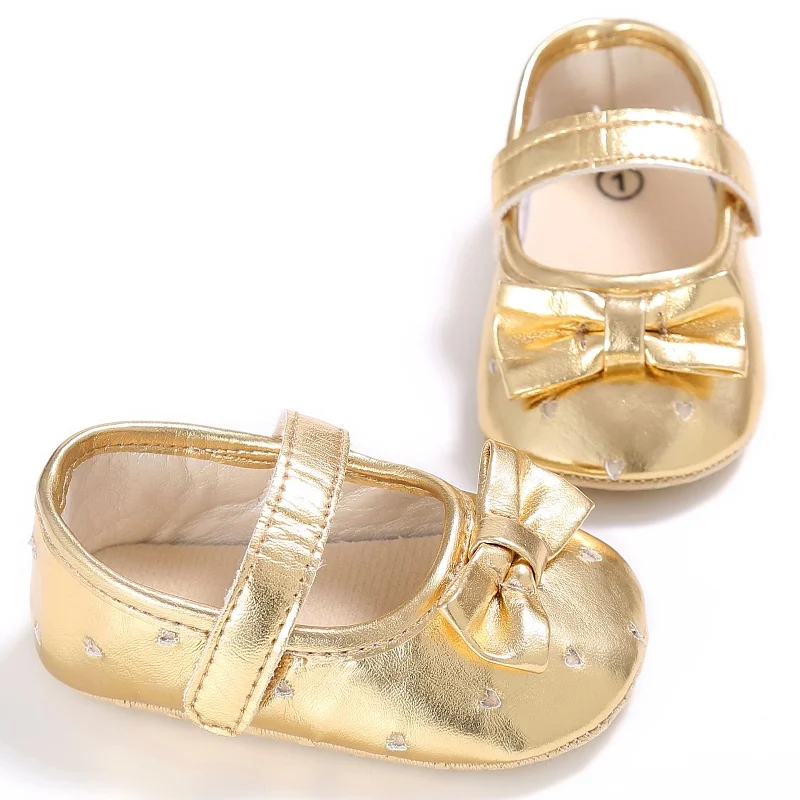 

PU Leather Newborn Baby Girls Princess Big Bow Prewalkers Soft Bottom Shoes Crib Babe Ballet Dress Shoes