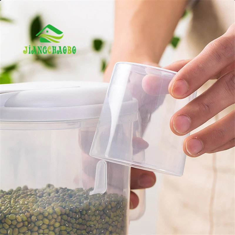 JiangChaoBo Еда Коробка для хранения с ручкой прозрачный запечатанные банки кухня зерна бак бытовой пластик резервуар для хранения