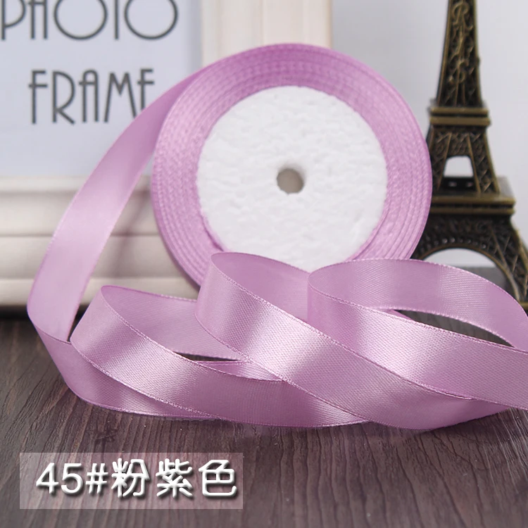 Pink Purple 22 м/лот 15 мм шелковые атласные ленты Рождественские Свадебные украшения подарок на день рождения упаковка DIY ремесла розы искусственный цветок - Цвет: Pink Purple