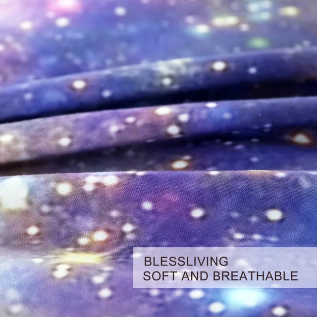 BlessLiving Galaxy Wolf Bedding Set Nebula Space Duvet Cover 3 Pieces Dream Catcher Cosmic Bedclothes Pink Blue Purple Bed Cover 2