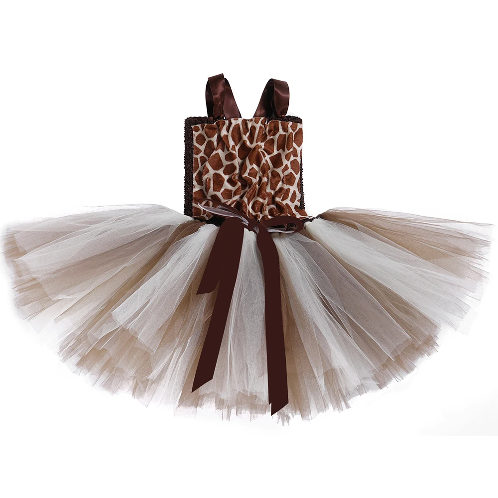 Giraffe Girl Tutu Dress With Matching Headband Set Baby Kids Cute Animal Role Play Costume Outfit Clothes For Halloween Birthday