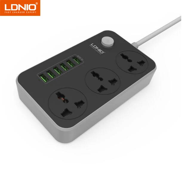 LDNIO SC3604 Smart 6USB зарядное устройство адаптер зарядное устройство 5 В 3.4A заземление удлинитель Разъем питания ЕС/Великобритания штекер 17 Вт