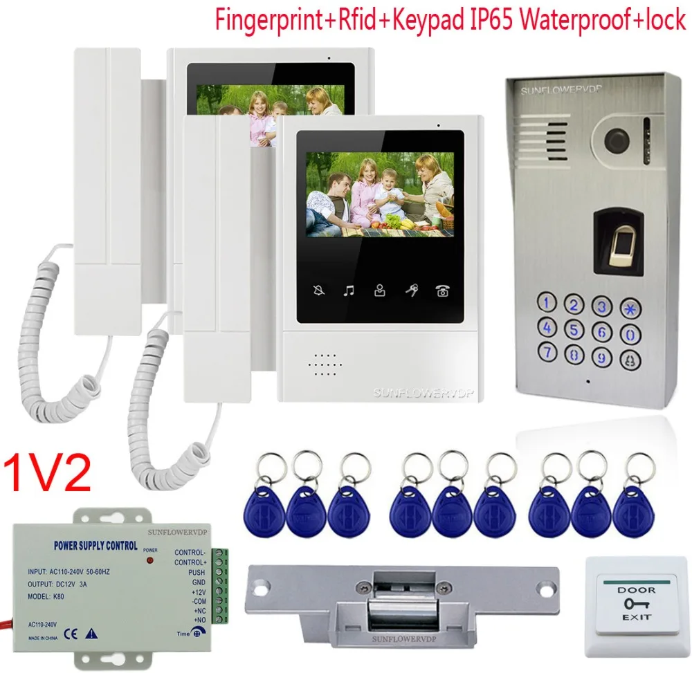 Отпечатков пальцев видеодомофон для частного дома IP65 Водонепроницаемый rfid-карты