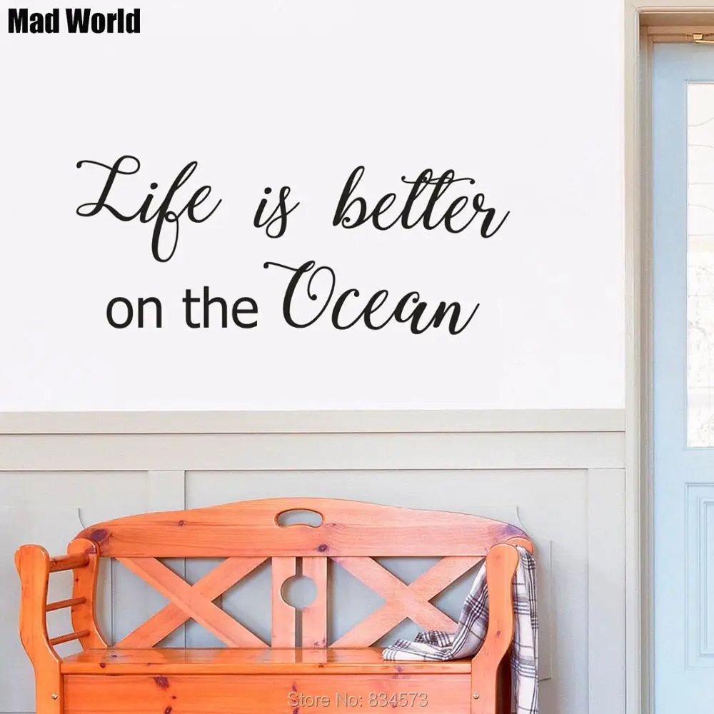 

Mad World-Life is Better on the Ocean Wall Art Stickers Wall Decals Home DIY Decoration Removable Room Decor Wall Stickers