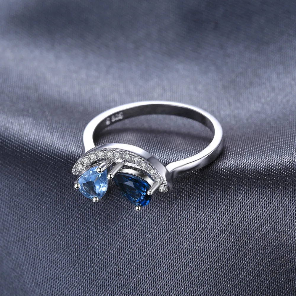 Jewelrypalace Fine1ct груша Природный Голубой Топаз Лондон топаз кольцо Speical 925 Серебряное