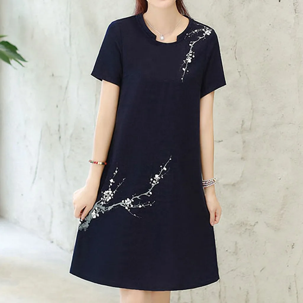 Женское платье, Vestidos De Verano, модное, полиэстер, ТРАПЕЦИЕВИДНОЕ, летнее, с коротким рукавом, с круглым вырезом, до колен, с принтом, платье Z4