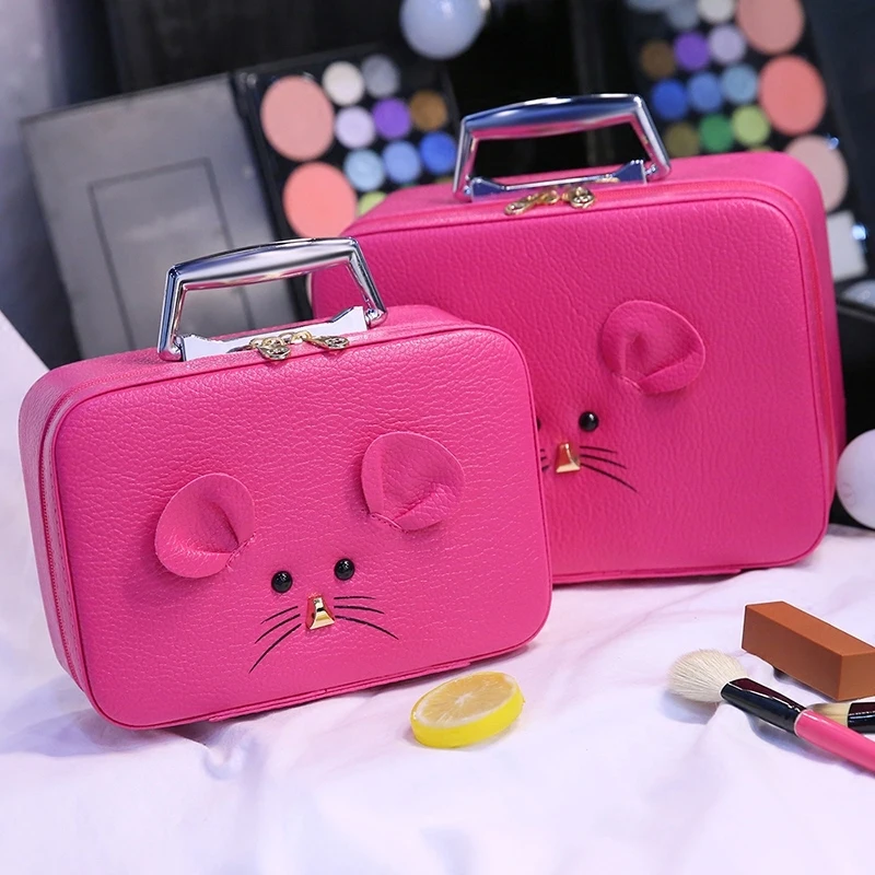 

2020Portable Zipper Cosmetic Bag Cartoon Cute Girl neceser de maquillaje PU Travel Makeup Pouch Lovely Make Up Organizer bag