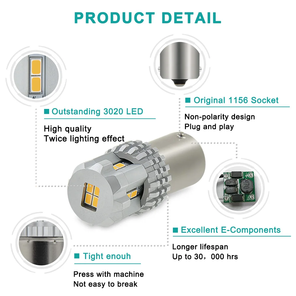 OXILAM 2 шт. P21W LED 1156 7506 BA15S светодиодные лампы DRL автомобильные огни сигнал поворота