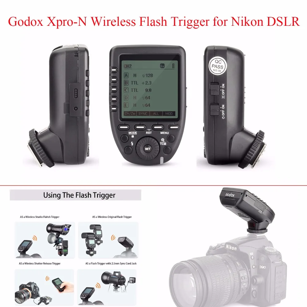Godox Xpro-N ttl 2,4G беспроводной 1/8000 s HSS Flash триггер для Nikon DSLR, Godox Xpro-N передатчик с X1R-N приемником для Nikon