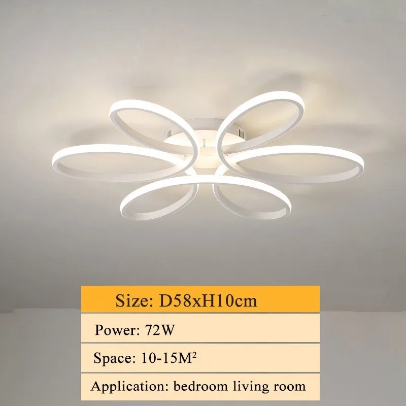 Modern led chandelier lighting for living room bedroom dining room indoor home lustre chandelier lamp AC90v-260v lampadario - Цвет абажура: D58xH10CM 72W