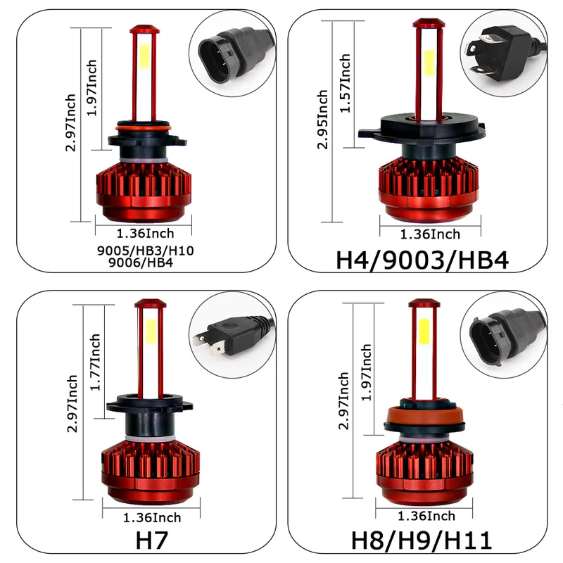 300W 6000K 15000LM H4/9003/HB2 H8/H9/H11 H7 HB3/9005/H10 HB4/9006 Автомобильный светодиодный фары Противотуманные огни 2 шт