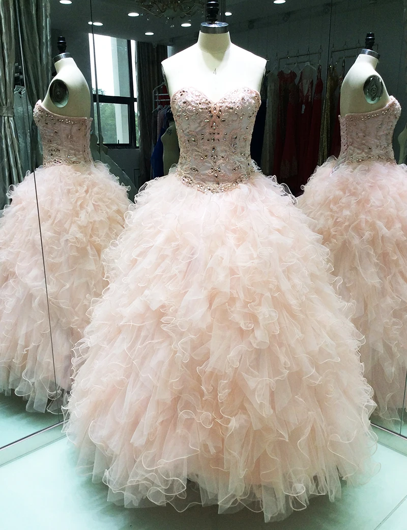 Бальное платье Quinceanera длинное розовое с бисером для выпускного вечера 16 платьев