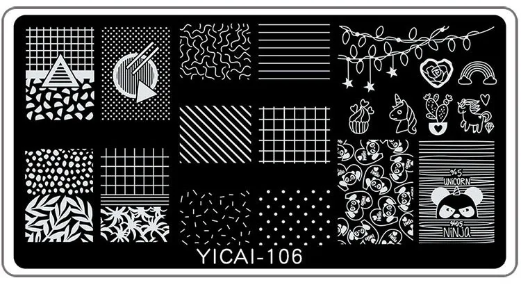 YICAI106 Шаблон для штамповки ногтей, мультяшный штамп с изображением фрукта, 1 шт., прямоугольная форма для ногтей 12,5*6,5 см - Цвет: YICAI106