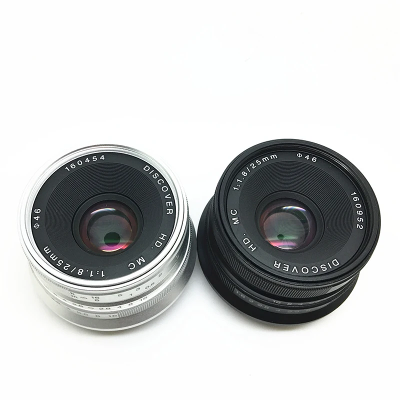 Объектив ручной фокусировки для Olympus Panasonic M4/3 черный/серебристый 25 мм F/1 8 HD MC