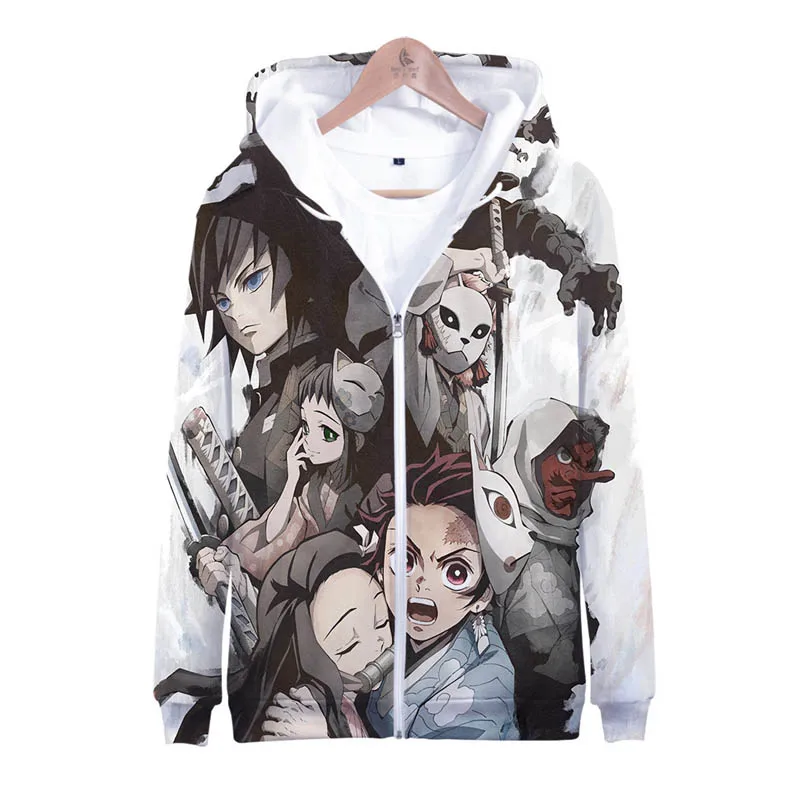 Cosroad Tanjirou Kamado, толстовки с капюшоном для косплея, Demon Slayer Kimetsu no Yaiba, Nezuko Kamado, Свитера с капюшоном на молнии с 3D принтом