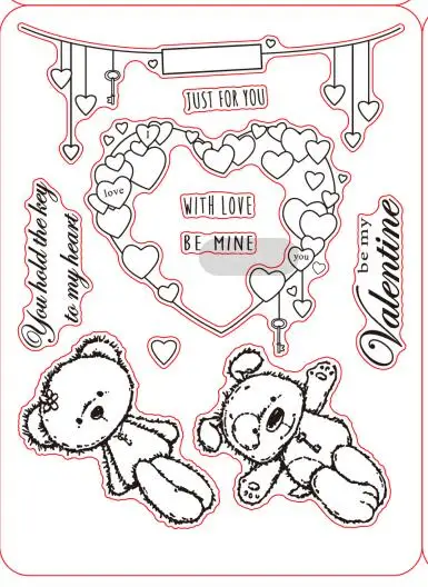 ST0110A1 5x6. 5in Love Heart Bear прозрачный силиконовый штамп/печать для скрапбукинга DIY/валентинка декоративная открытка для изготовления четких штампов - Цвет: ST0110A1