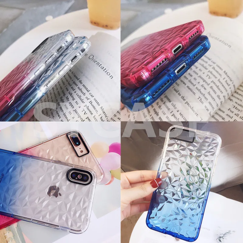SYCASE Новый Блестящий Градиент прозрачный алмаз шаблон для iPhone 6 S 7 8 Plus X XR Xs Max чехол