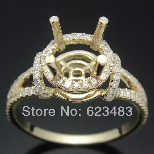 Кольцо обручальное из желтого золота с натуральным бриллиантом 14 к 8 мм|semi mount