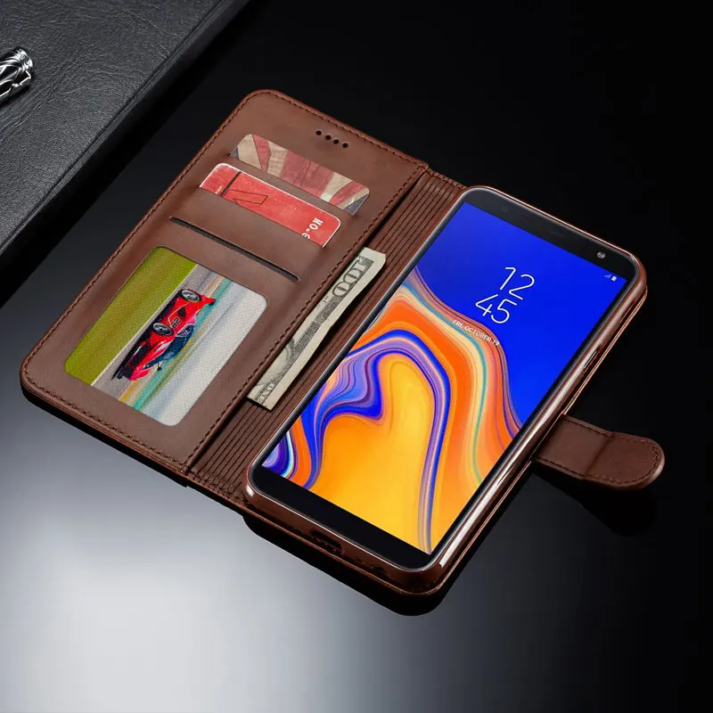 Чехол для Samsung Galaxy J4 J6 Plus, роскошный высококачественный кошелек, магнитный откидной кожаный чехол для SAMSUNG J 6 4, чехол для телефона