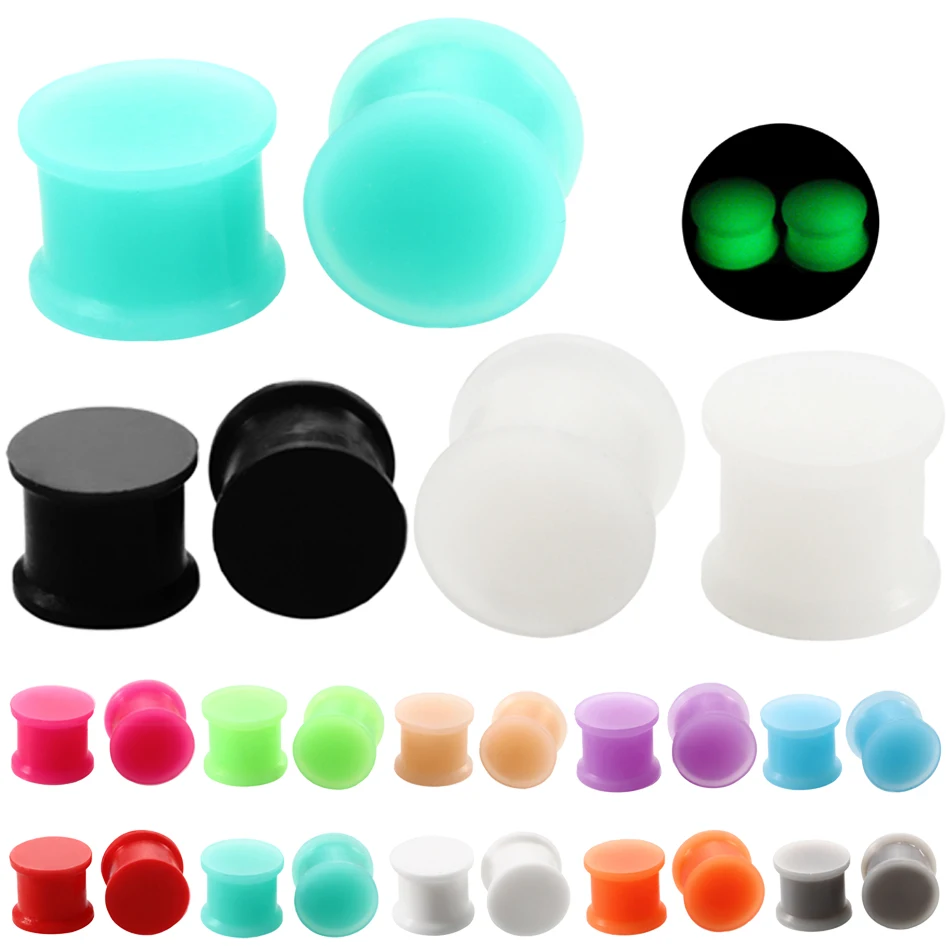 1 Pair Silicone Double Flared Ear Plugs and Tunnels Ear Piercings Earlets Screwed Earring Expander Ear Gauges Body Jewelry