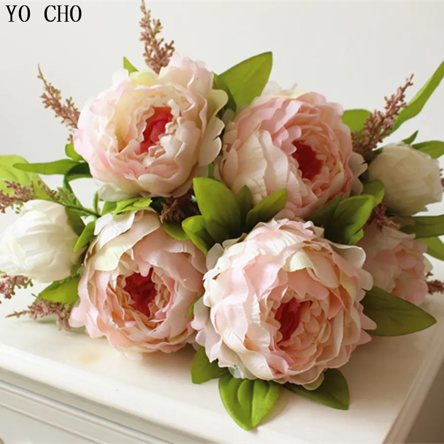 YO CHO (7 heads/bunch) 2016 New.Silk / Simulation / Artificial flower Peony flower bouquet.Free shipping.