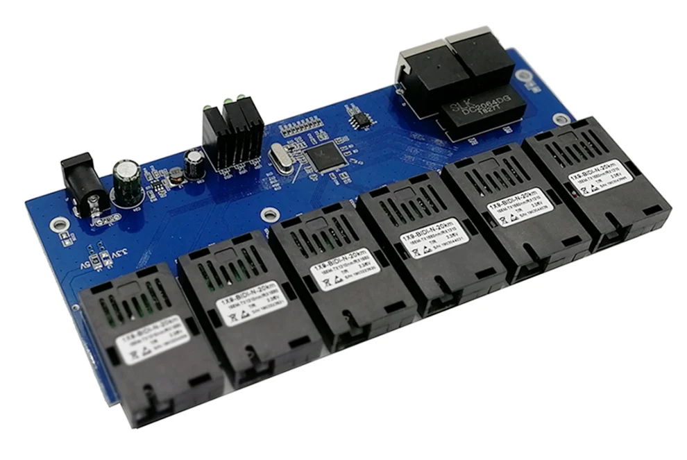 2 RJ45 6 155 м волоконный порт коммутатор для высокоскоростной сети Ethernet конвертер 20 км Ethernet волоконно-оптический медиа конвертер 10/100 м PCBA
