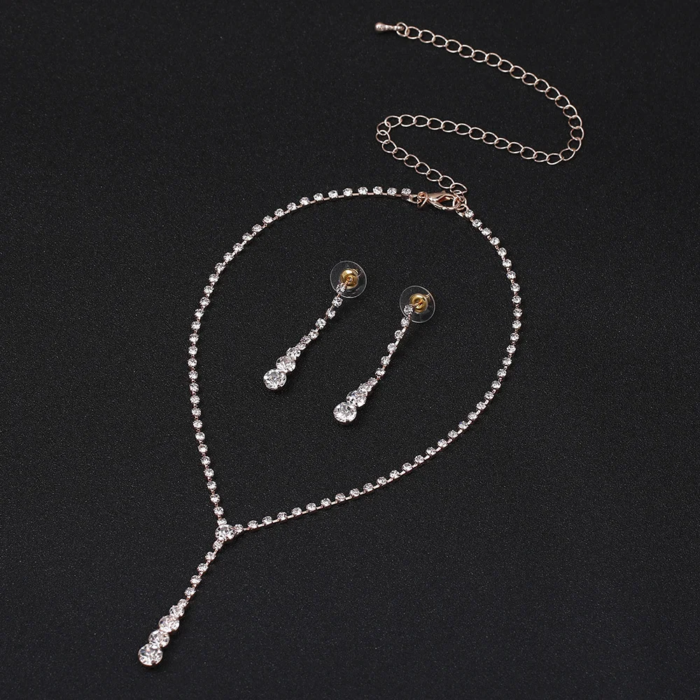Комплект из колье и серёг с кристаллами|crystal necklace earrings set|wedding jewelry setsnecklace earring set |
