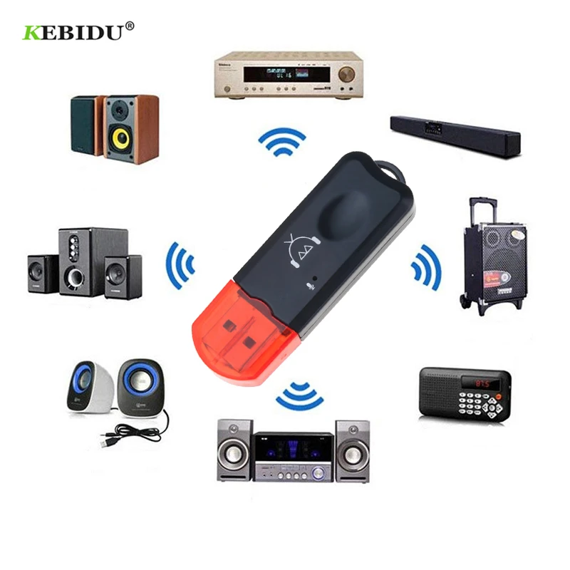 Kebidu USB Bluetooth приемник с микрофоном беспроводной аудио адаптер стерео для