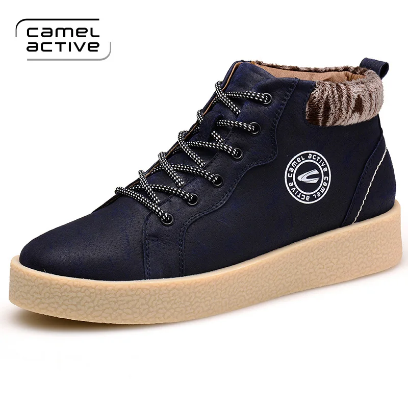 Camel Active/; мужские ботинки из натуральной кожи; зимние теплые ботинки; ботинки «Челси» из свиной кожи; винтажные мужские ботильоны высокого качества; 1783 - Цвет: Синий