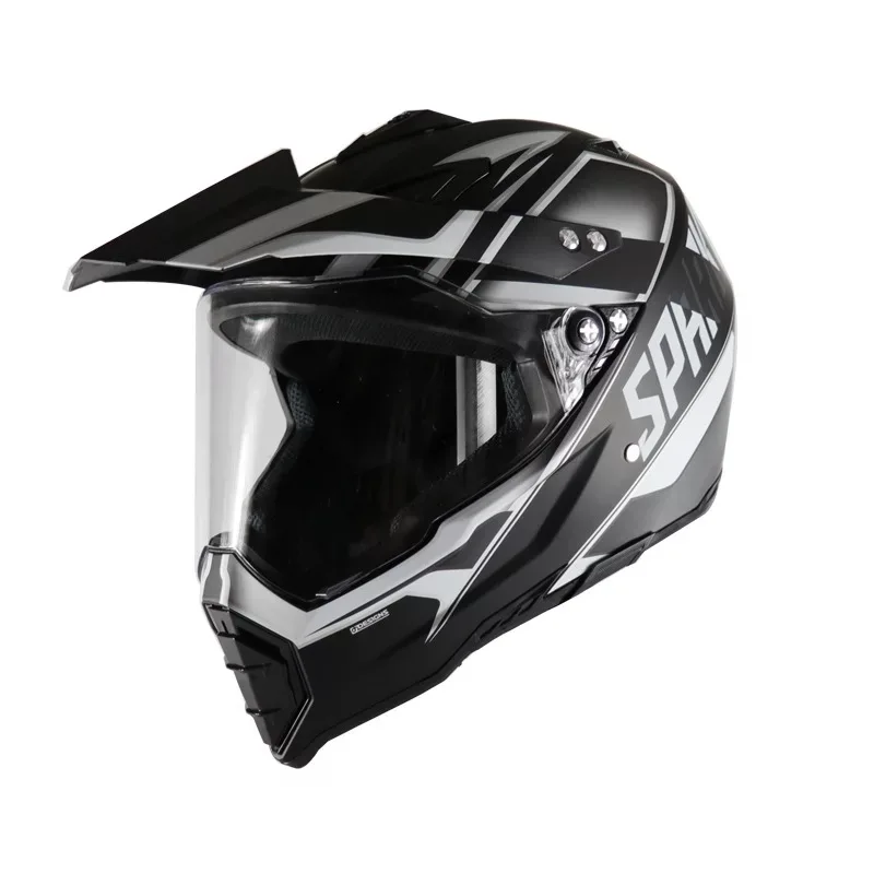 Black and white Free Shipping and 3 Gifts New Motorcycle Helmet Male Motorcycle Top Hat Top Quality Cross Off-Road Motorcycle Cross Dot Helmet - Color: Black and white