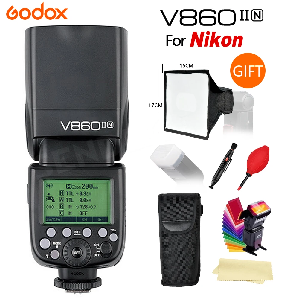 Godox V860II TTL вспышка Speedlite w/литий ионный аккумулятор для Nikon D5300 6D беспроводной