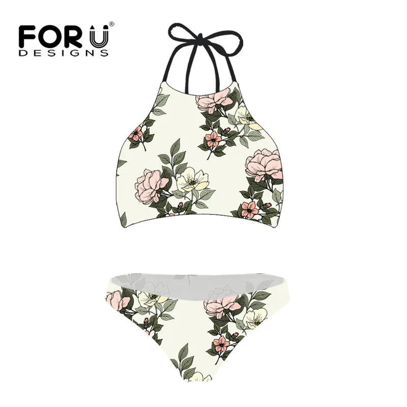Женский купальный костюм FORUDESGINS летний купальник с принтом цветов женская