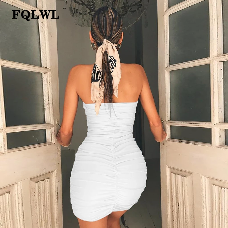 Женское мини-платье с открытой спиной FQLWL Повседневное платье без бретелек