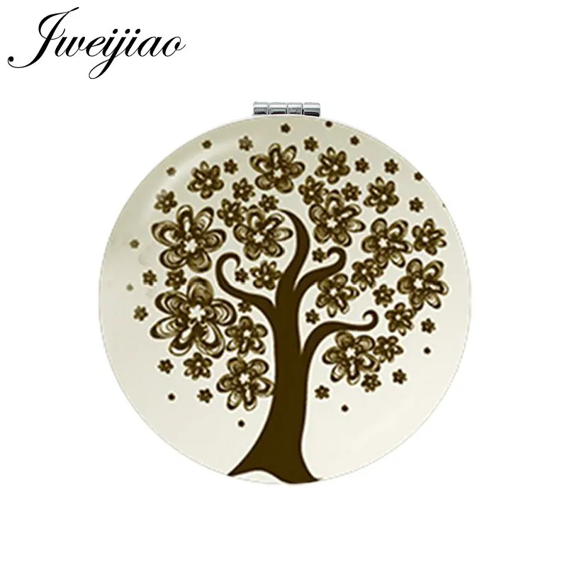 b766 JWEIJIAO Gree Life Tree золотой лист круглое зеркало для макияжа Мини складное компактное карманное зеркало портативное 1X/2X увеличительное - Цвет: b766