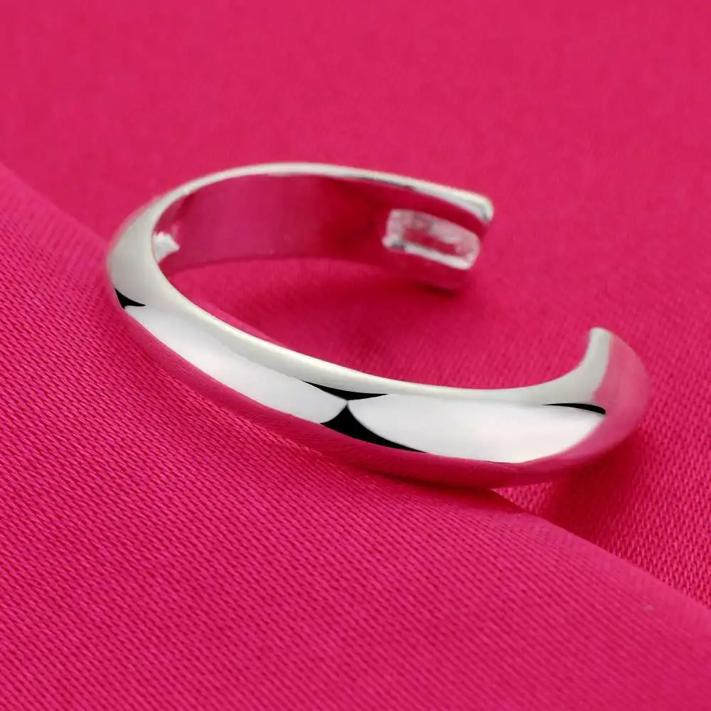 Простые модные регулируемые ювелирные изделия 925 посеребренное кольцо для