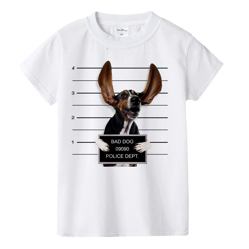 Г., Детская футболка с дизайном «Dog Police Dept» Детская футболка с французским бульдогом Забавные футболки с принтом мопса для мальчиков и девочек, топы с принтом «Bad Dog», футболки - Цвет: K801-KSTWH-