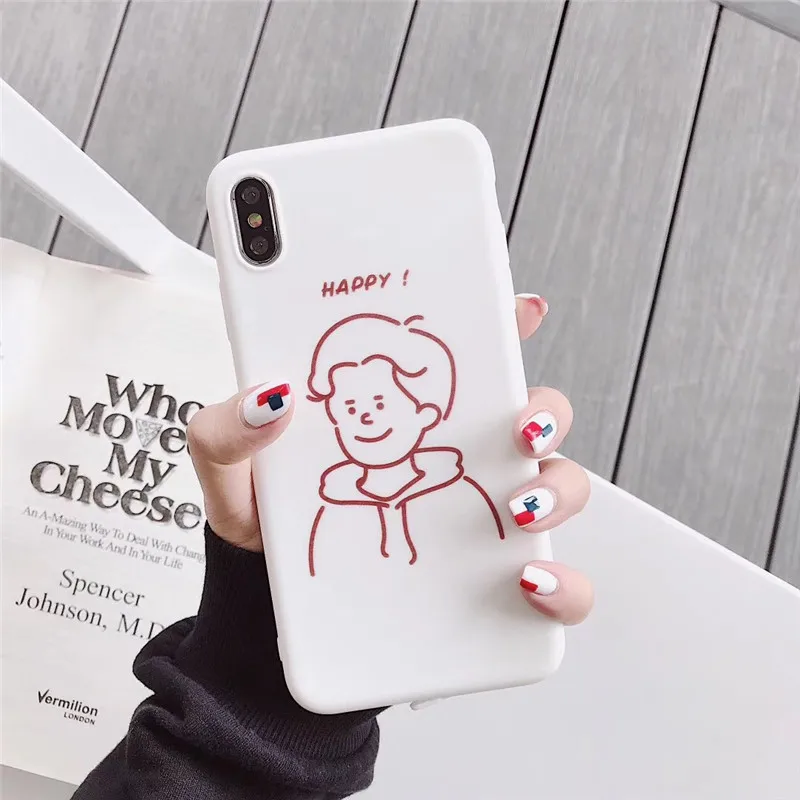 Ins мультфильм мальчик девочка чехол для телефона iphone XS MAX XR X 6 6s 7 8plus пары защитный
