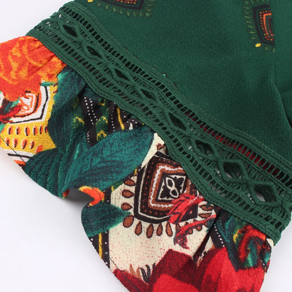 Plus Size Women Summer Dress Bohemian Floral Print Tassels Short Sleeve Dress Vintage Women V-Neck Beach Dresses roupas feminina