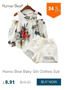 Humor Bear/детская одежда; коллекция года; Летние Повседневные детские комплекты для девочек; синяя футболка с цветами+ штаны; Детские комплекты