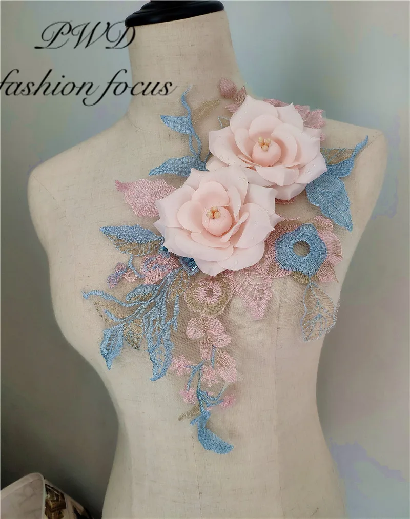 2 шт. кружевной вышитый 3d цветок из бисера|Кружево| |