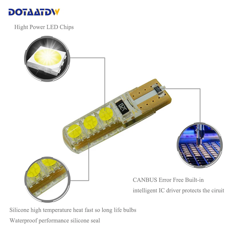 Сверхъяркий светодиодный светильник DOTAATDW 1x для номерного знака без Ошибок T10 5050SMD