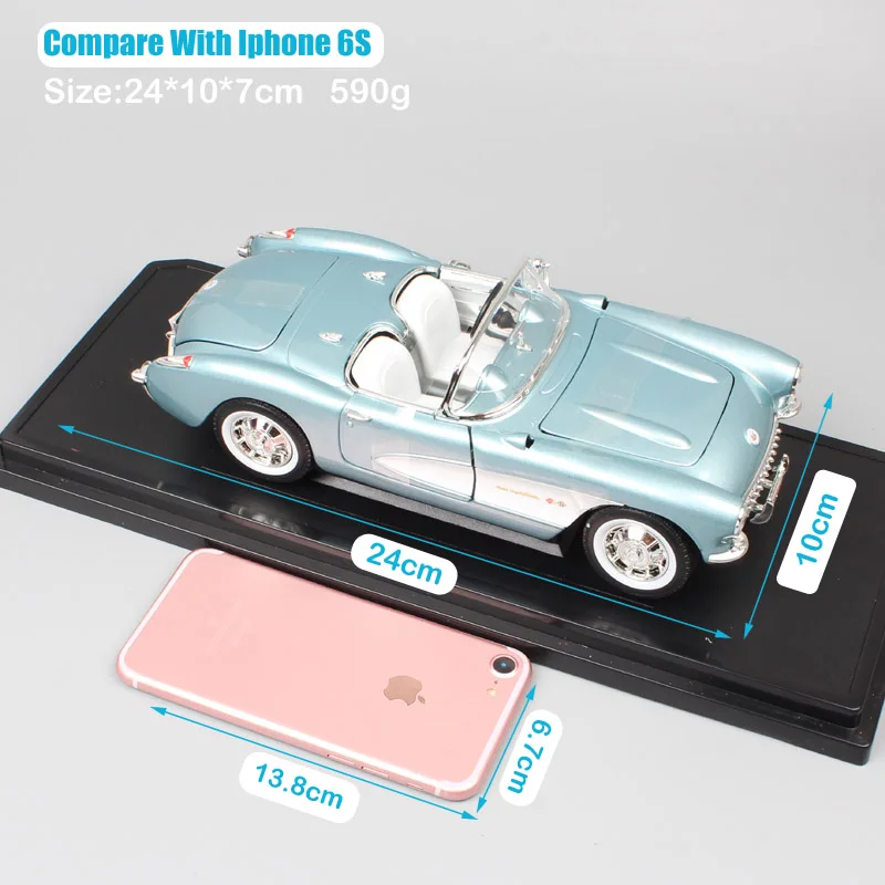 1/18 большой дорожный фирменный классический автомобиль Chevrolet Corvette 1957 Chevy vette металлические Литые и игрушечные машинки Миниатюрные модели автомобилей
