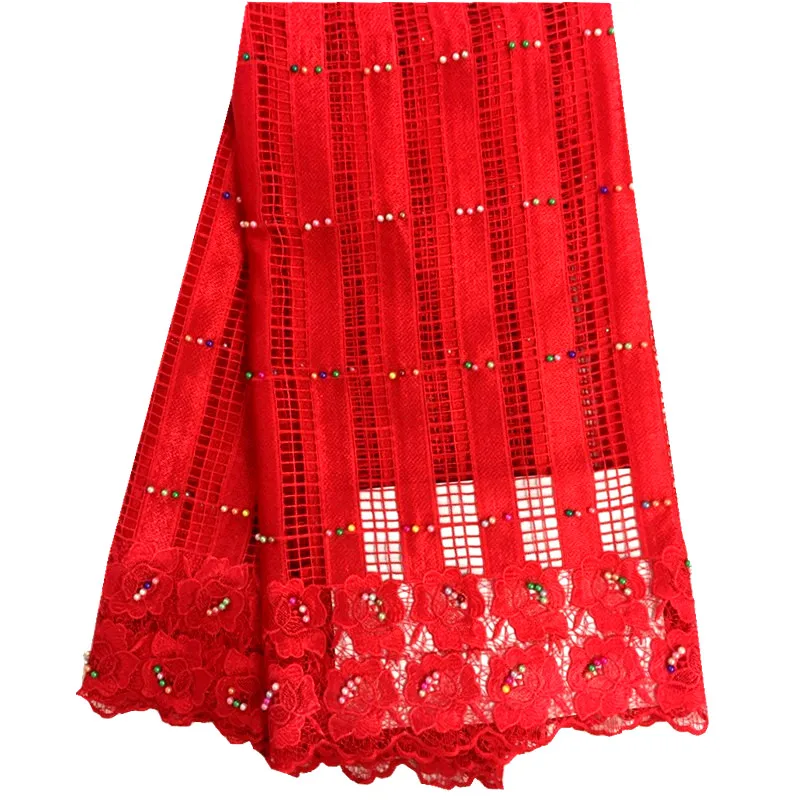 

Free Shipping 2018 High Quality African Guipure Lace Fabric Embroidered Design African Cord Lace For Wedding Dress 5yards 195